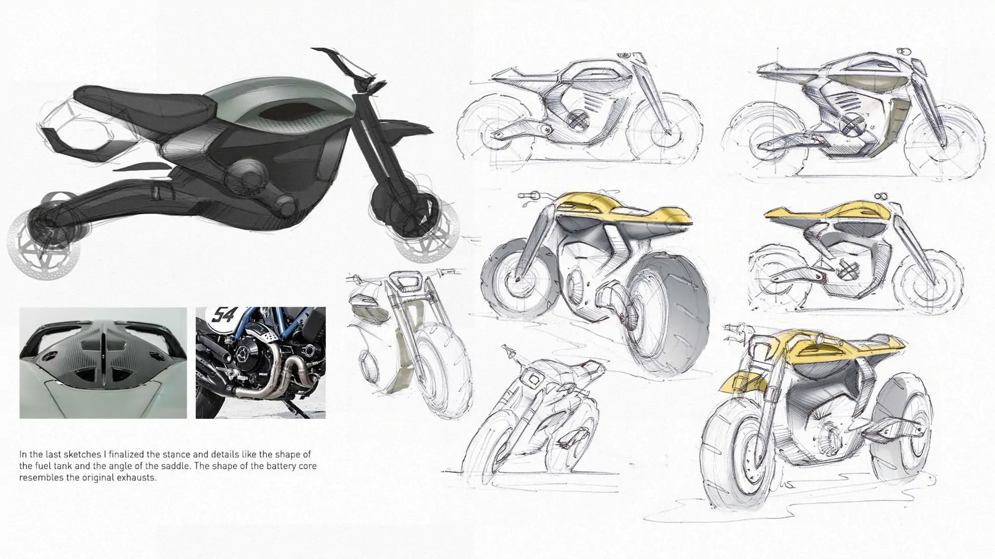 Sketch di moto realizzati dagli studenti dei corsi in design dello IAAD.
